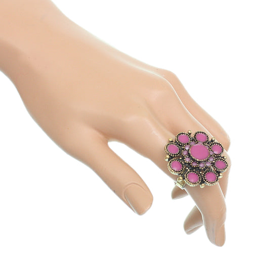 Purple Antique Circular Floral Topper Adjustable Ring