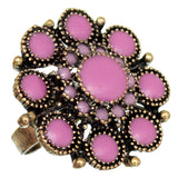 Purple Antique Circular Floral Topper Adjustable Ring