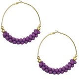 Purple Barbell Beaded Hoop Earrings