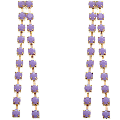 Purple Elegant Beaded Drop Earrings
