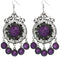 Purple Round Faceted Beaded Chandelier Earrings