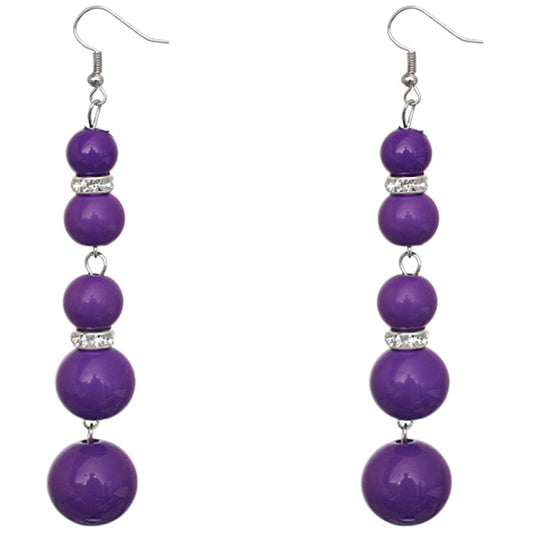 Purple Gradual Beaded Dangle Earrings