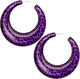 Purple Glossy Flat Spot Hoop Earrings