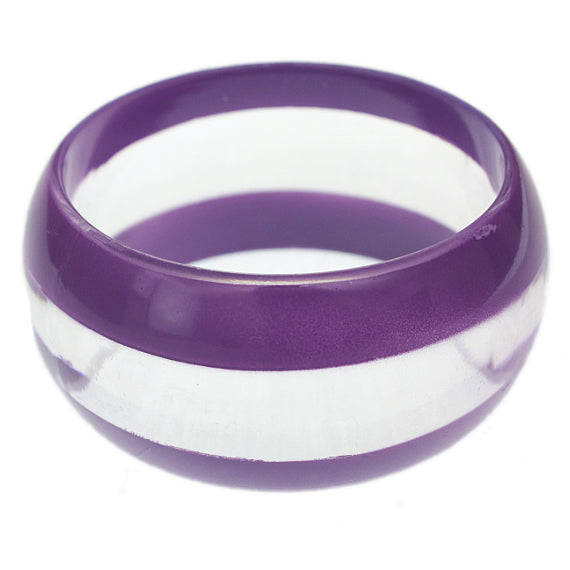 Purple Clear Striped Round Bangle Bracelet