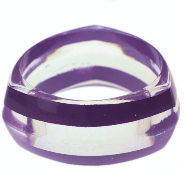 Purple Clear Striped Triangular Bangle Bracelet