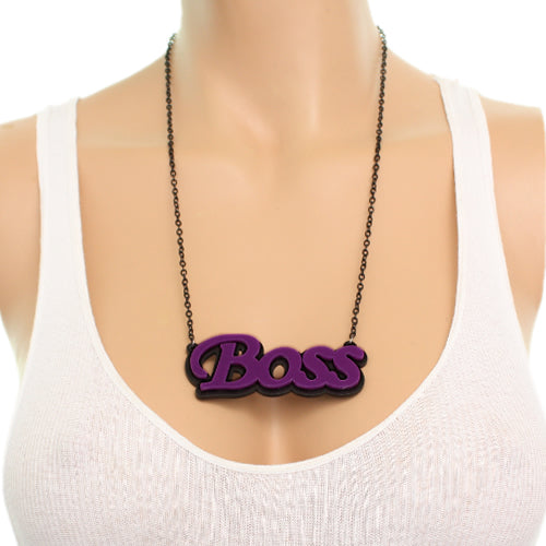 Purple Comic Laser Cutout Boss Chain Necklace