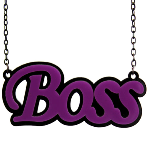 Purple Comic Laser Cutout Boss Chain Necklace