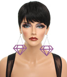 Purple Cutout Diamond Shape Chain Earrings