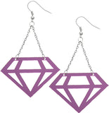 Purple Cutout Diamond Shape Chain Earrings