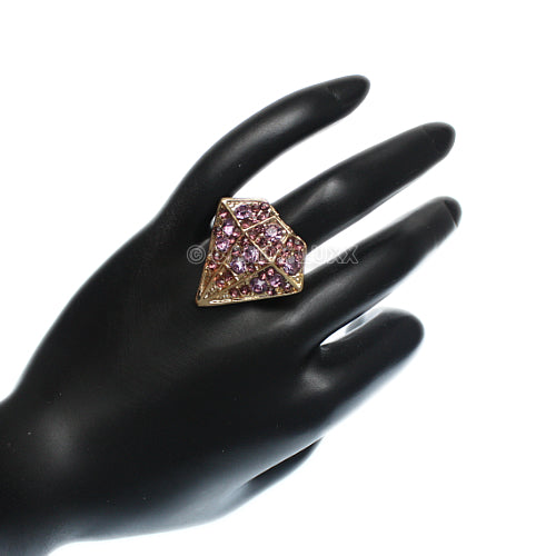 Purple Diamond Shaped Rhinestone Adjustable Ring