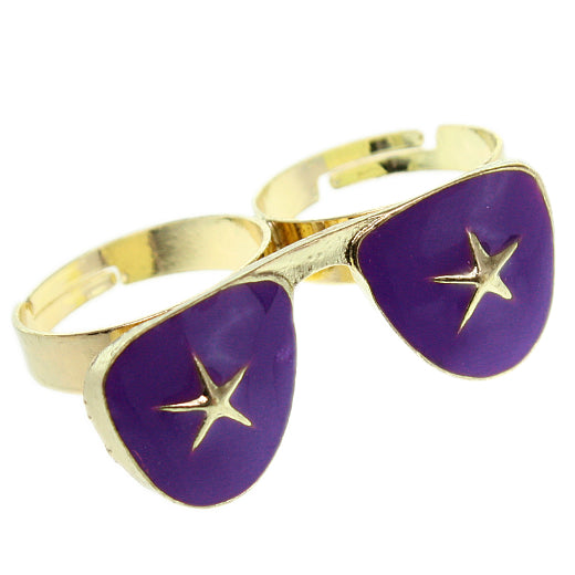 Purple Rhinestone Star Sunglasses Adjustable Ring