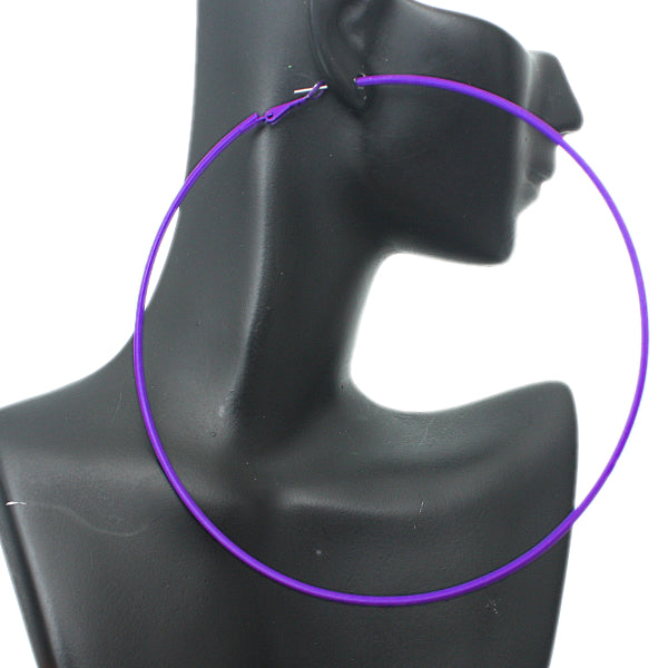 Purple Extra Large Oversize Thin Hoop Earrings
