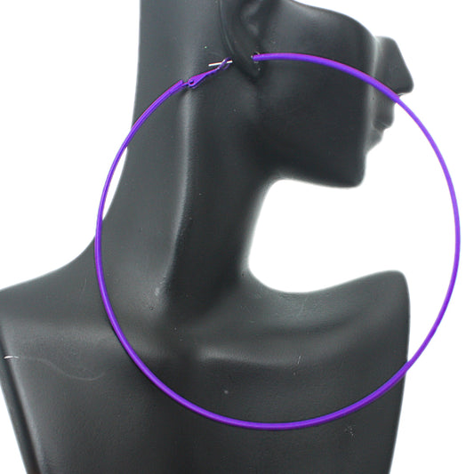 Purple Extra Large Oversize Thin Hoop Earrings