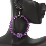 Purple Disco Ball Bead Hoop Earrings