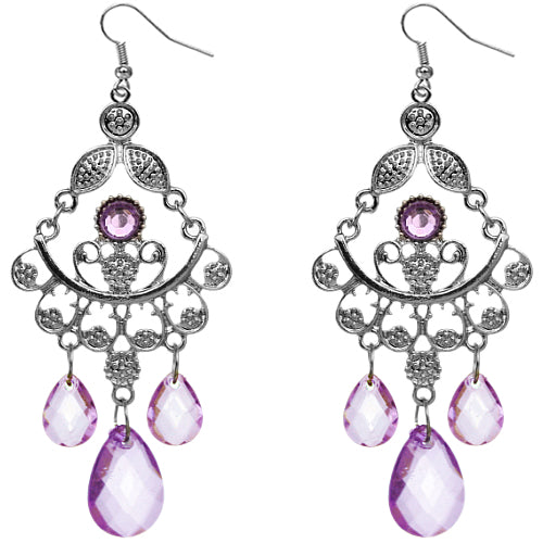 Purple dangle beaded earrings