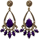 Purple Faceted Teardrop Post Earrings