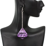 Purple Large Gemstone Chain Earrings