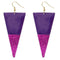 Purple Glitter Inverted Triangle Earrings