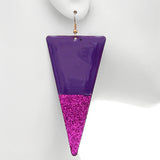 Purple Glitter Inverted Triangle Earrings
