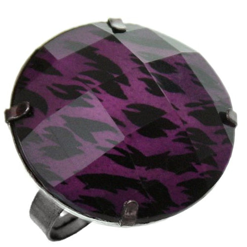 Purple Cheetah Print Adjustable Ring