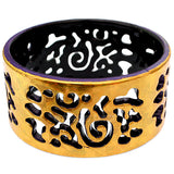 Purple Gold Cutout Chinese Textured Bangle Bracelet