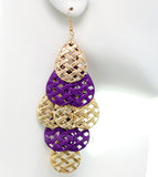 Purple Woven Teardrop Dangle Earrings
