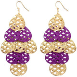 Purple Woven Teardrop Dangle Earrings