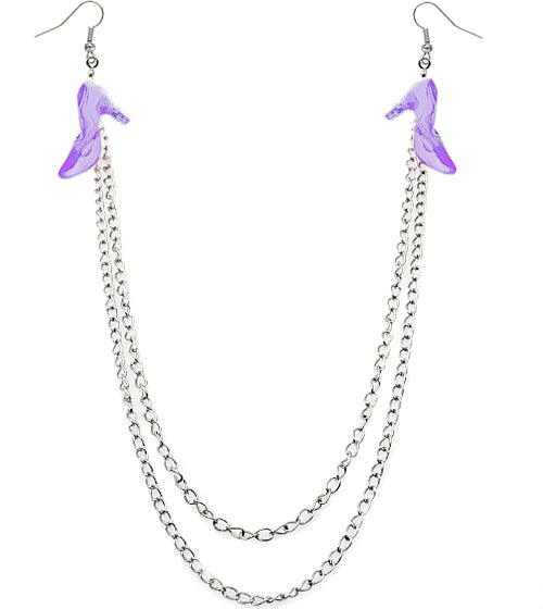 Purple Chain High Heel Necklace Earrings