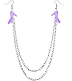 Purple Chain High Heel Necklace Earrings