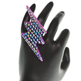 Purple Lightning Bolt Adjustable Ring