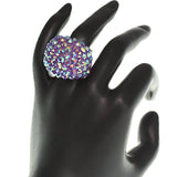 Purple Studded Iridescent Rhinestone Dome Ring