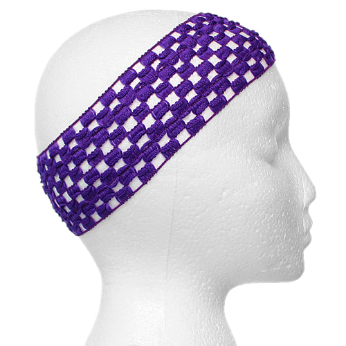 Purple Knit Crochet Stretch Headband