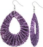 Purple Glitter Fabric Teardrop Earrings