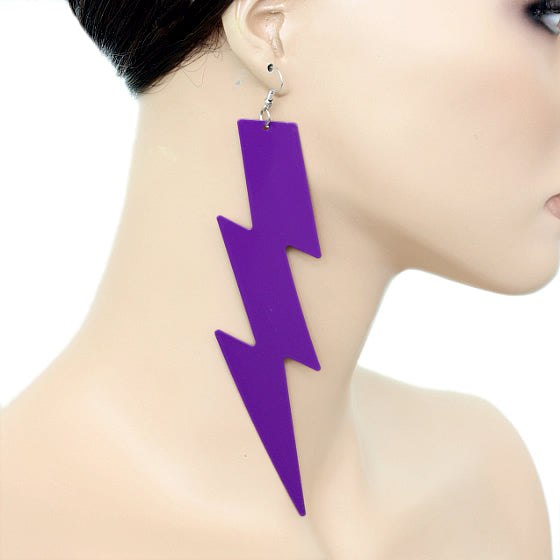 Purple Long Thunder Lightning Earrings