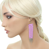 Purple Mesh Spike Dangle Earrings