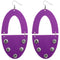 Purple Wooden Oval Studded Earrings