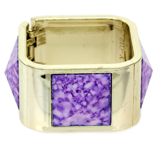 Purple Spotted Pyramid Hinged Bracelet