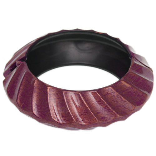 Purple Raspberry Wavy Saucer Hinged Bracelet