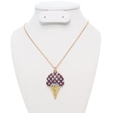 Purple Rhinestone Ice Cream Cone Charm Necklace