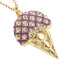 Purple Rhinestone Ice Cream Cone Charm Necklace