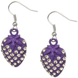 Purple Strawberry Mini Rhinestone Earrings