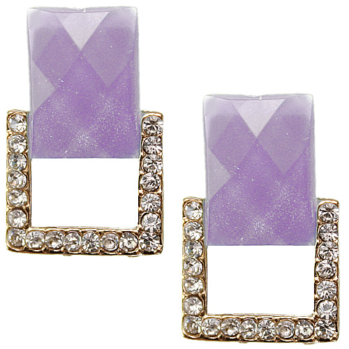 Purple Square Gemstone Post Earrings