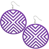 Purple Oversized Cutout Round Earrings