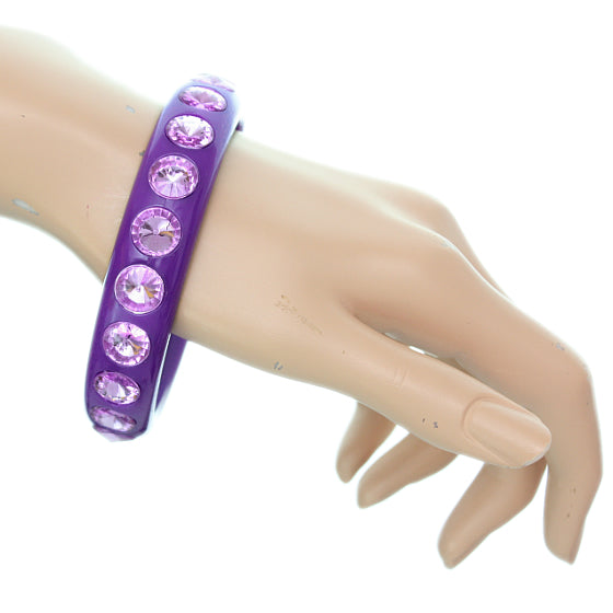 Purple Glossy Studded Gemstone Bangle Bracelet