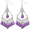 Purple Beaded Chandelier Dangle Earrings