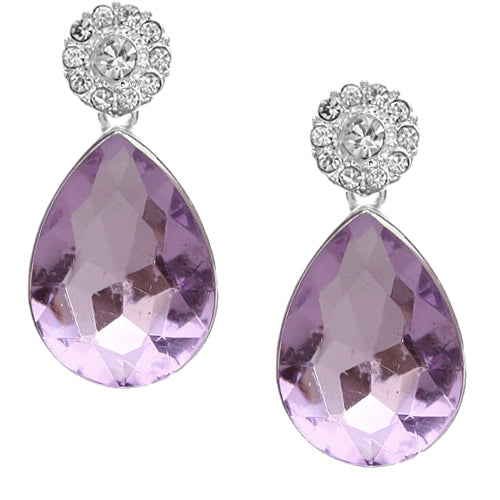 Purple Teardrop Gemstone Post Earrings