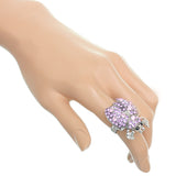 Purple Studded Rhinestone Ladybug Adjustable Ring