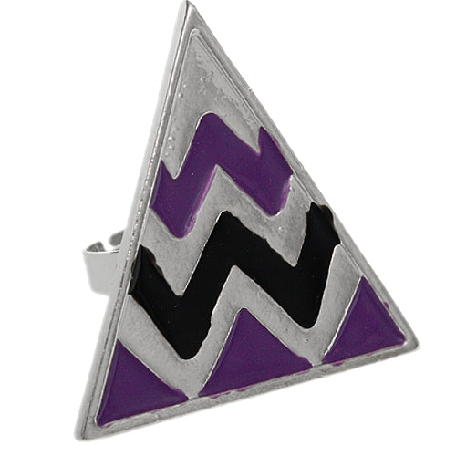 Purple Triangle Zigzag Adjustable Ring