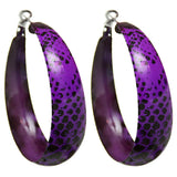 Purple Snakeskin Print Hoop Earrings