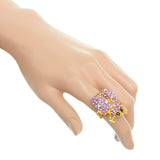 Purple Gold Studded Rhinestone Ladybug Adjustable Ring
